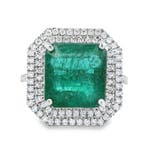 Bague Platine - 5.69ct. tw. Émeraude - Diamant - Zambie