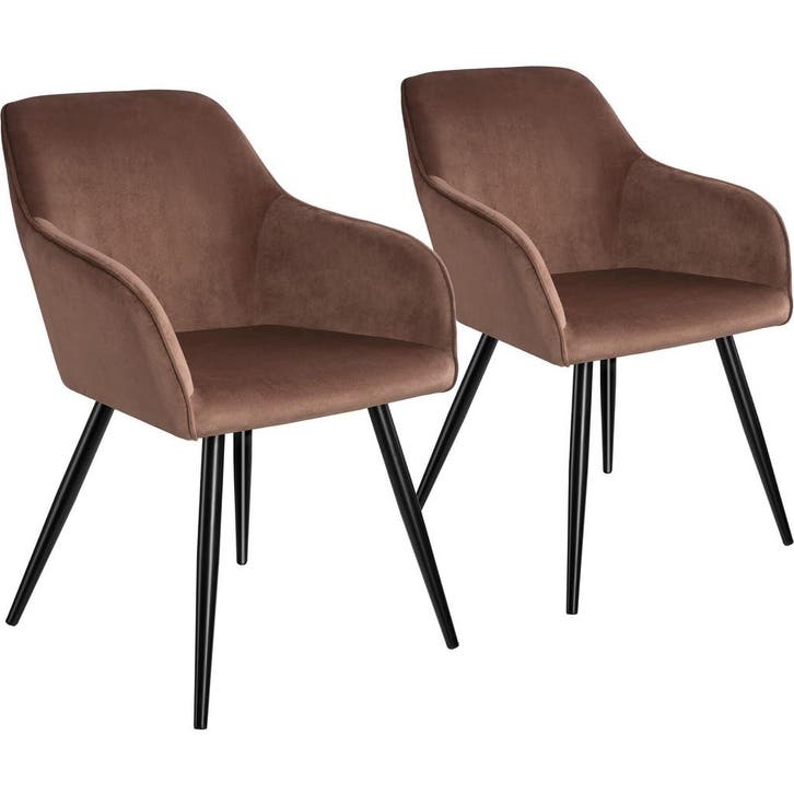 tectake Eetkamerstoel Marilyn fluweellook, zwarte stoelpoten, Huis en Inrichting, Stoelen, Verzenden