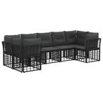 vidaXL Buiten bank set 7 pcs Zwart en Donker Grijs Polyester, Tuin en Terras, Verzenden, Nieuw
