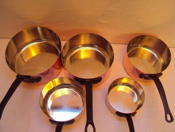 5 casseroles cuivre étain - Casserole - Cuivre, Fer, Étain