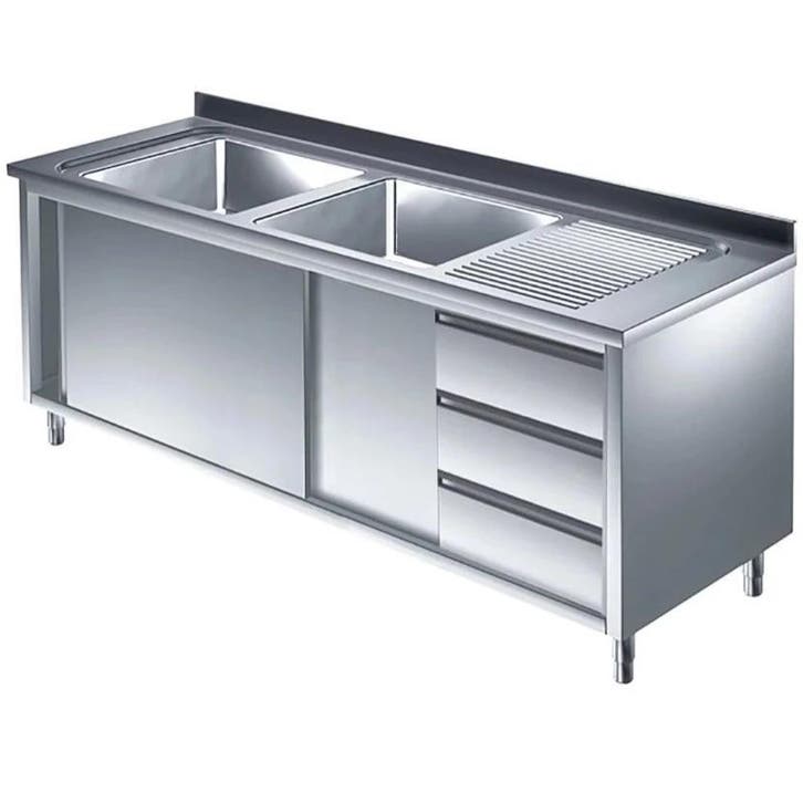 Spoeltafel | RVS | 2 Spoelbakken (Links) + Afdruipvlak |, Articles professionnels, Horeca | Équipement de cuisine, Envoi