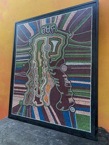 Aboriginal Dot Painting – in klassieke Papunya-stijl – 125 ×, Antiek en Kunst