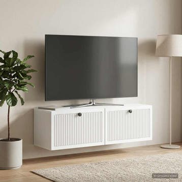 vidaXL Wandmontage TV-kast Wit 98 x 31 x 30 cm Bewerkt hout, Verzenden, Nieuw