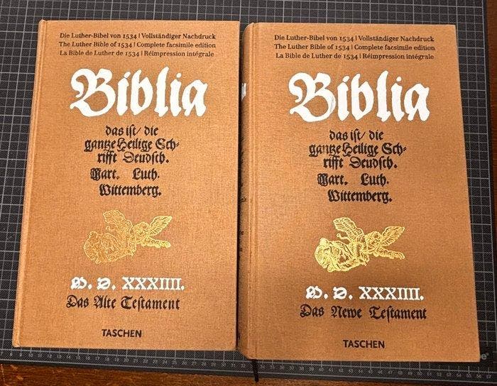 Two Monumental Bible Facsimiles: Delft Bible 1477 & Luther, Antiek en Kunst, Antiek | Boeken en Manuscripten