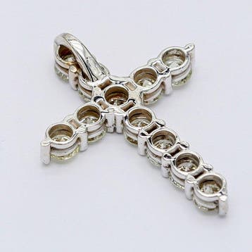 Pendentif en forme de croix - 14 carats Or blanc - 1.36ct.