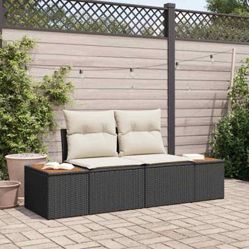 vidaXL Tuin Sofa Zwart 184 x 62 x 85cm poly rattan, Verzenden