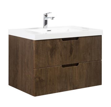 Badkamermeubel Set Thermis 80cm Walnoot Bruin Badmeubel, Verzenden, Nieuw