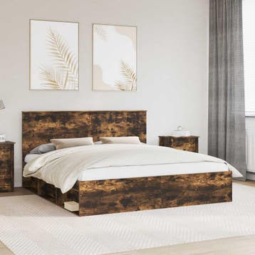 vidaXL Bedframe Rook Eiken 180 x 200 cm Massief grenenhout, Verzenden, Nieuw