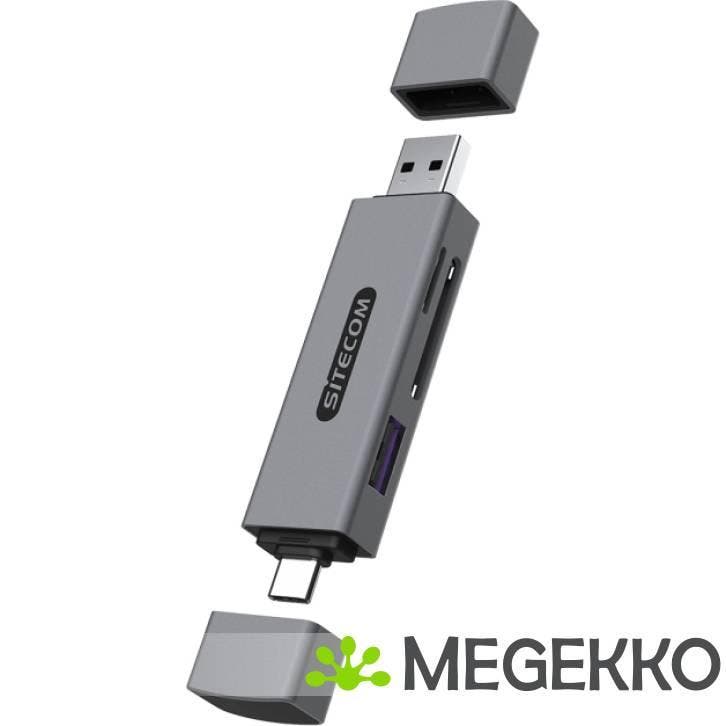 Sitecom USB-A + USB-C Stick Card Reader with USB port, Computers en Software, Netwerkkaarten, Nieuw, Verzenden