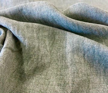 Stevig maar zacht stof - stone wash saliegroen/grijsgroen -