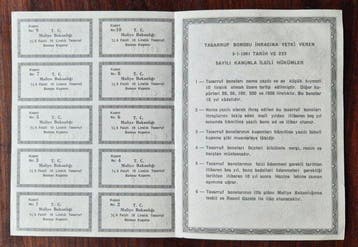 Turquie. 10 Lira - 1961 MINISTRY OF FINANCE SAVINGS BOND -