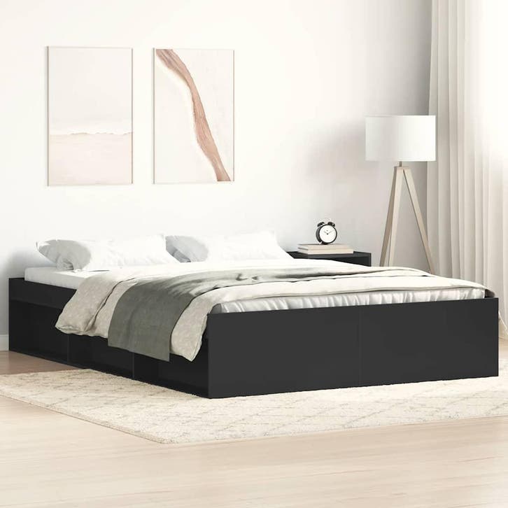 vidaXL Bedframe zwart 140x200 cm, Huis en Inrichting, Slaapkamer | Bedden, Nieuw, Verzenden