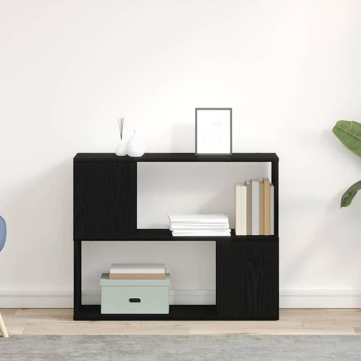 vidaXL Tv-meubelset 80 x 24 x 63 cm Zwart Eiken Bewerkt hout, Huis en Inrichting, Kasten |Televisiemeubels, Nieuw, Verzenden