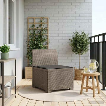 vidaXL Eén-zits Tuin Sofa met Kussen Rieten Look PP, Tuin en Terras, Verzenden, Nieuw