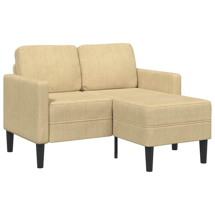 vidaXL 2-zitsbank met chaise L-vorm 125 cm linnen grijsgroen, Huis en Inrichting, Zetels | Zetels, Nieuw, Verzenden