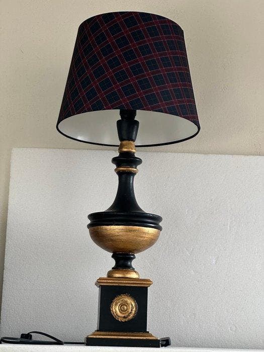 Lampe de table - Style Empire - Bois / textiles, doré, etc., Antiquités & Art, Curiosités & Brocante
