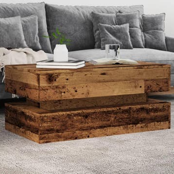 vidaXL Salontafel met LED-verlichting 90x50x40 cm oud, Verzenden