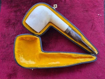 Meerschuim pijp - Zilver, meerschaum