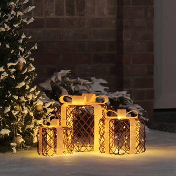 vidaXL Verlichte kerstcadeau doos 3 st Warmwit, Verzenden