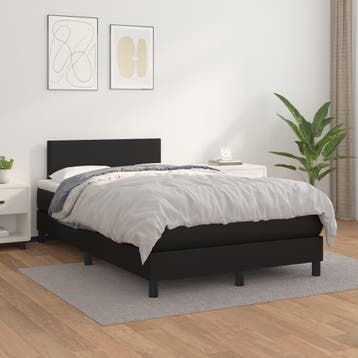 vidaXL Boxspring met matras kunstleer zwart 120x200 cm, Verzenden, Nieuw