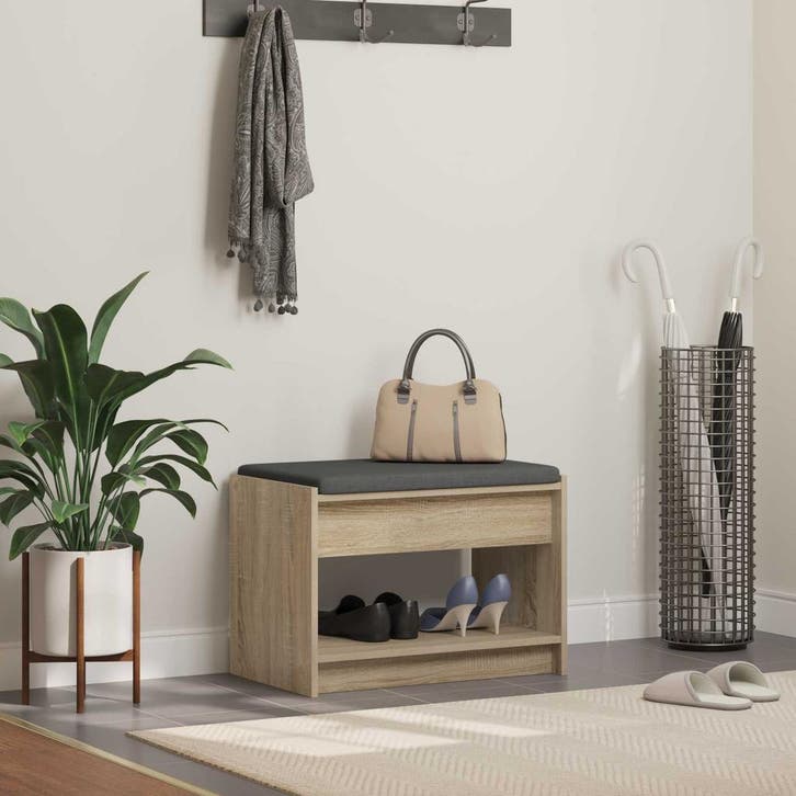 vidaXL Hallenbank Sonoma Eik 63 x 38 x 45 cm Geengineerd, Huis en Inrichting, Overige Huis en Inrichting, Nieuw, Verzenden