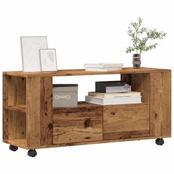 vidaXL Tv-meubel met wielen 102x34,5x43 cm bewerkt hout oud, Huis en Inrichting, Verzenden, Nieuw