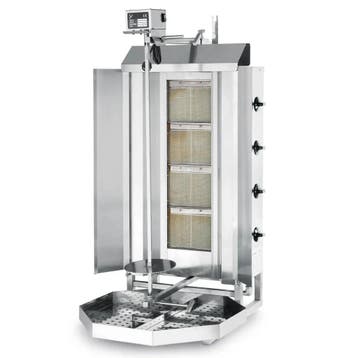 Gyros-/Dönergrill | Gas (4 Branders) | Max. 80kg | 12kW |, Verzenden