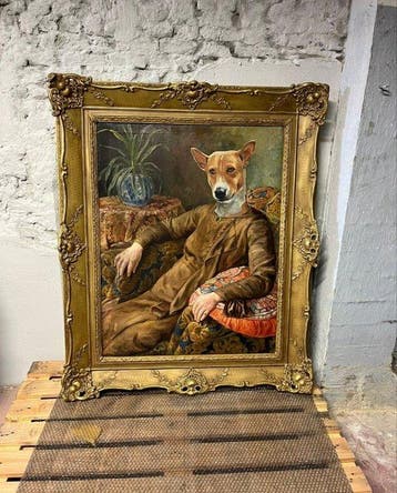 Belgische school (XIX-XX) - Portret schilderij van adelijke, Antiek en Kunst