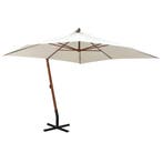 vidaXL Zweefparasol met houten paal 300x300 cm wit, Verzenden