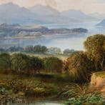 English painter (dated 1873) - Mountain landscape with lake, Antiek en Kunst
