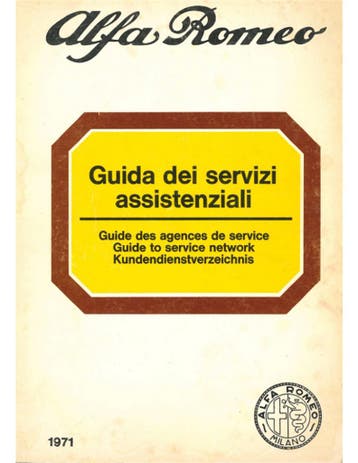 1971 ALFA ROMEO DEALER SERVICE BOEK