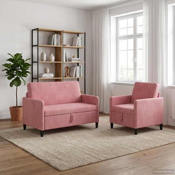 vidaXL Sofa Set Met Opslag 2 st Roze Polyester, Verzenden, Nieuw