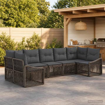 vidaXL Tuinbank Set 7 st 7-Aantal zitplaatsen Grijs poly, Verzenden, Nieuw