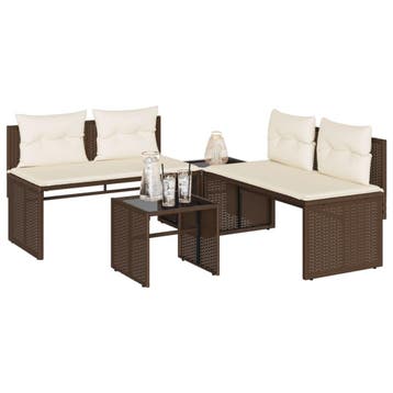 vidaXL 4-delige Loungeset met kussens poly rattan bruin, Verzenden, Nieuw, Loungeset