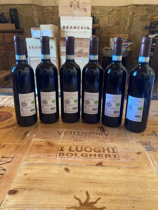 2023 Renieri, Rosso di Montalcino - Toscane - 6 Flessen, Verzamelen, Wijnen