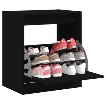 vidaXL Schoenenkast 60x42x69 cm bewerkt hout zwart, Huis en Inrichting, Verzenden, Nieuw