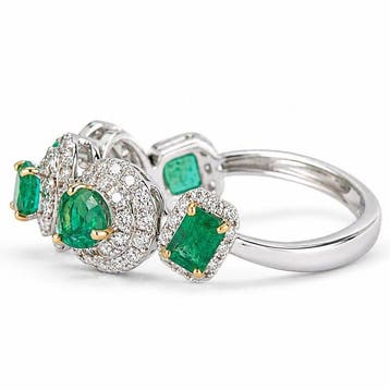 Statement ring - 14 karaat Witgoud - 2.53ct. tw. Smaragd -