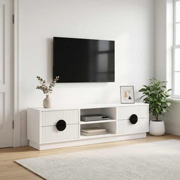vidaXL Tv-meubel VENRAY 137,5 x 33 x 40 cm Wit, Huis en Inrichting, Verzenden, Nieuw
