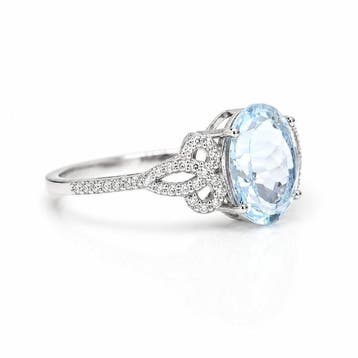 Zonder minimumprijs - Ring Platina - 2.09ct. tw. Aquamarijn, Handtassen en Accessoires, Nieuw