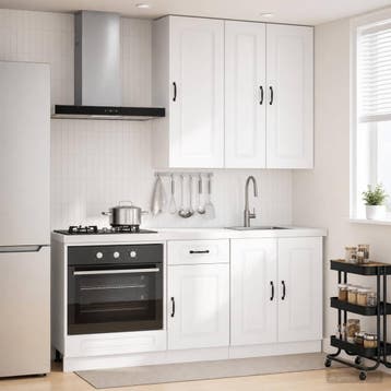 vidaXL Keukenblok KALMAR 5 st Hoogglans Wit Bewerkt hout, Verzenden