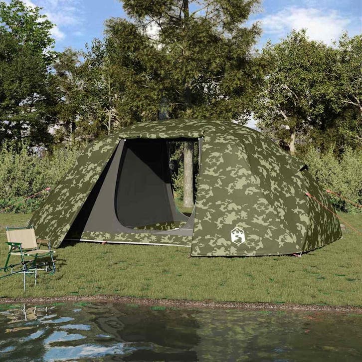 vidaXL Vistent Camouflage 514 x 465 x 187 cm Polyester en, Caravanes & Camping, Tentes, Envoi