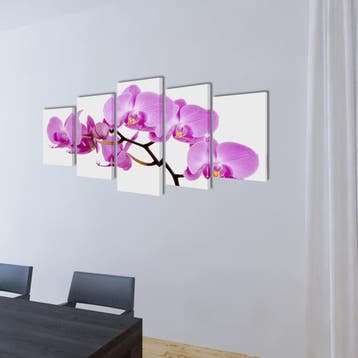 vidaXL Canvas muurdruk set orchidee 200 x 100 cm, Verzamelen, Verzenden, Nieuw