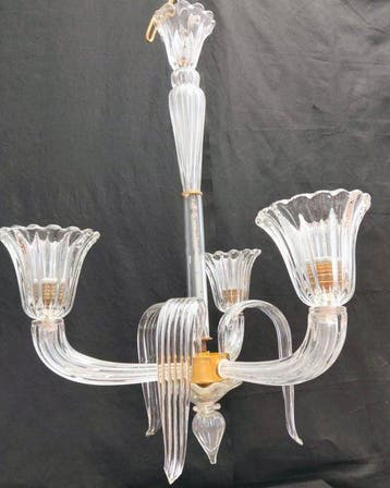 Lustre - Verre de Murano - lustre à trois lumières en verre