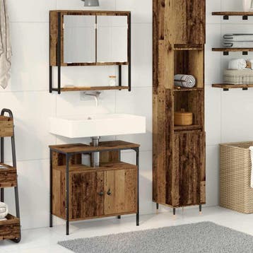 vidaXL Badkamermeubel Set 2 st Bruin 60 x 30 x 60 cm Bewerkt, Verzenden