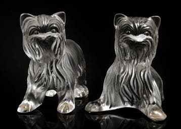Lalique - Beeldje - Chiens Yorkshire - Kristal