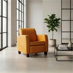 Set van 2 Leren fauteuils Joy - Toledo Leem (geel/bruin) -, Ophalen of Verzenden