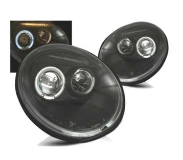 PHARES POUR VOLKSWAGEN VW BEETLE 98-05 ANGEL EYES FOND NOIR, Verzenden