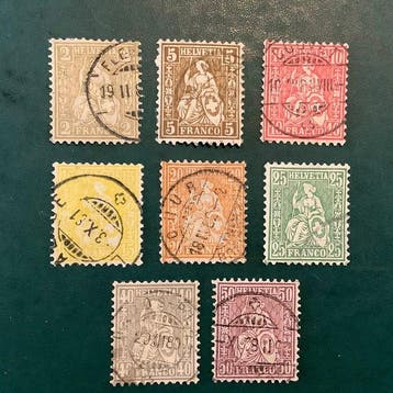 Zwitserland 1862/1878 - Zittende Helvetia met Faser papier, Postzegels en Munten, Gestempeld