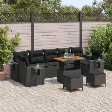 vidaXL Tuinbank Set Zwart poly rattan, Tuin en Terras, Verzenden, Nieuw