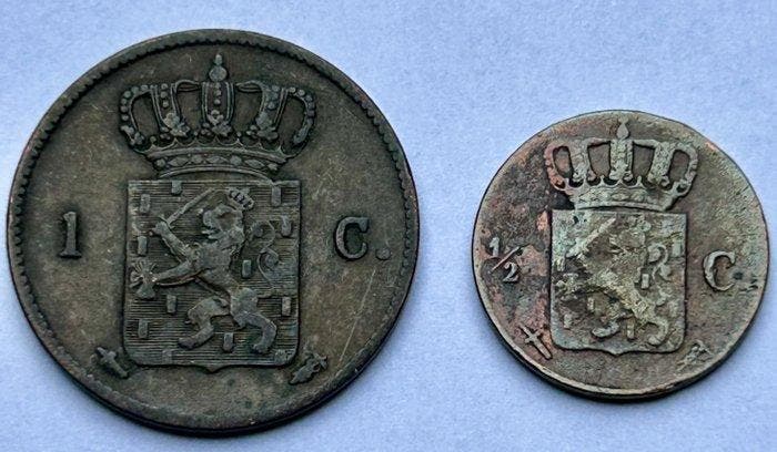 Nederland. Willem III. 1/2, 1 Cent 1863 (Zonder, Postzegels en Munten, Munten | Nederland